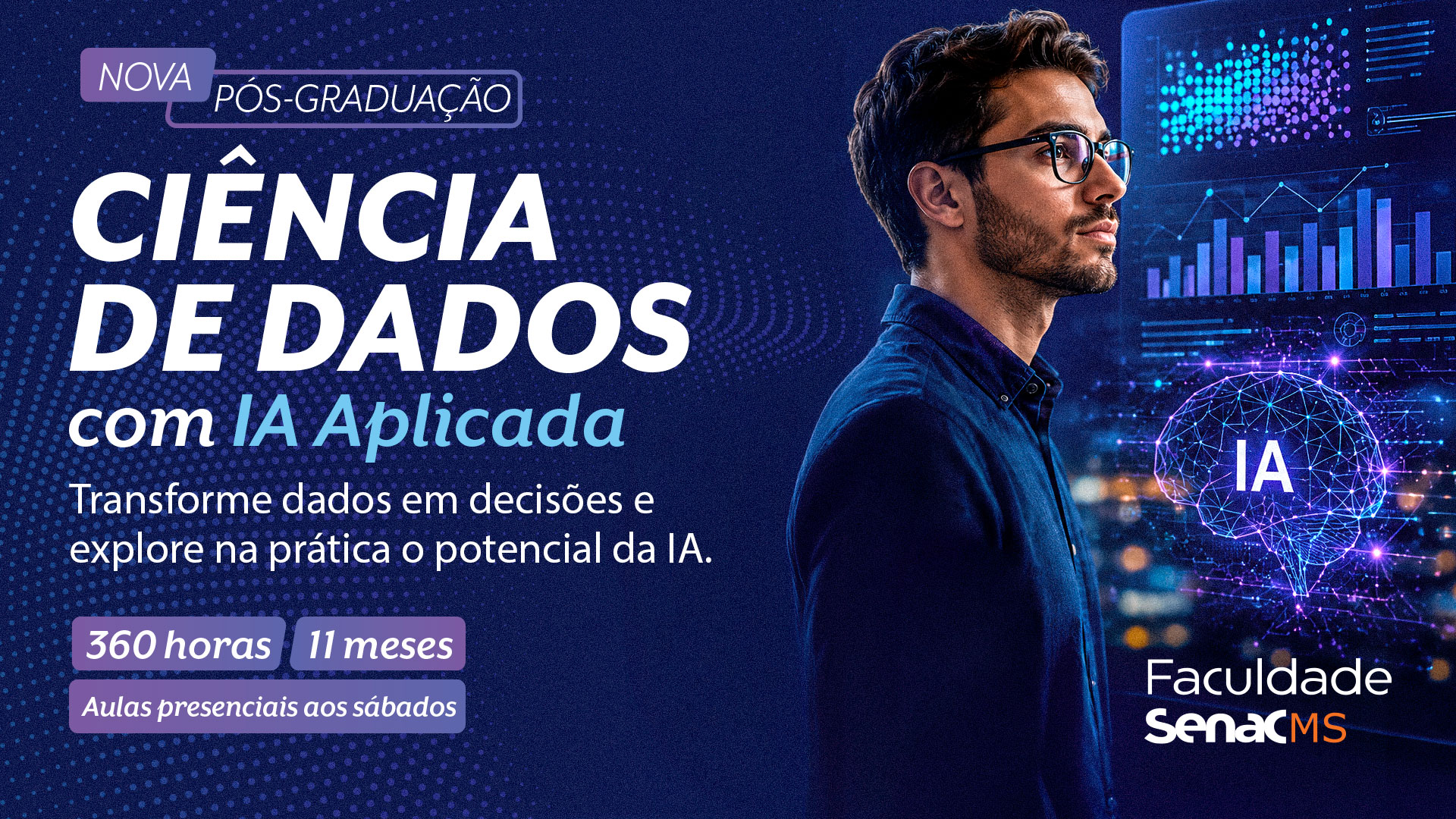 Faculdade Senac MS lança primeira pós-graduação em TI com foco em Ciência de Dados e Inteligência Artificial