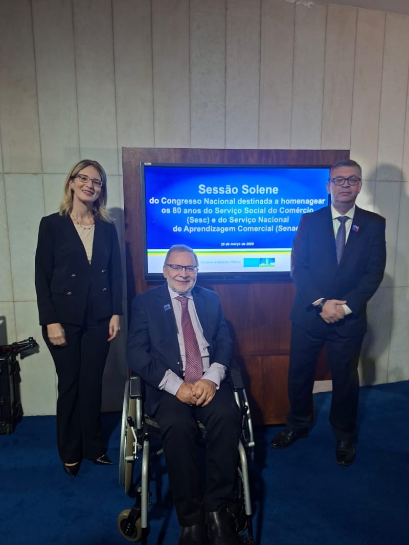 Dirigentes do Senac e Sesc MS prestigiam sessão solene em Brasília em homenagem aos 80 anos das entidades